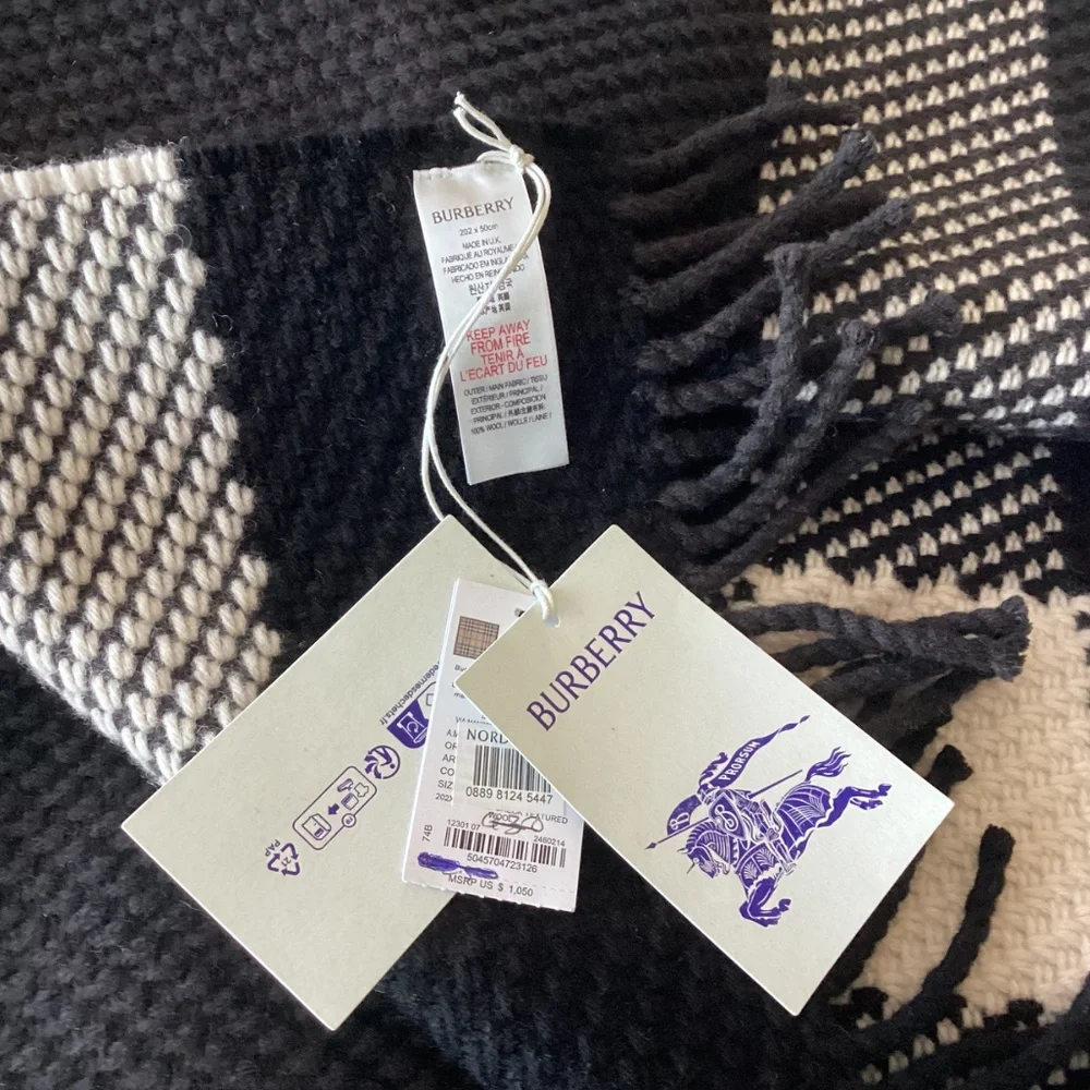 Burberry Jumbo Check Fringe Wool Scarf One Size, $1050